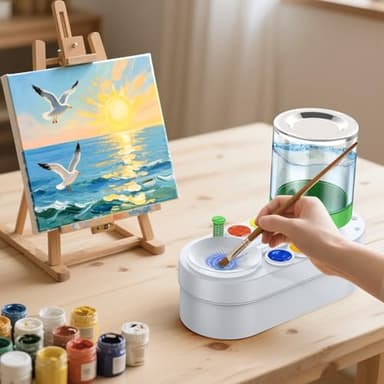 2025 Upgraded Paint Brush Cleaner: Art Supplies for Kids&Adults, Paint Station for Kids, Portable Water Circulation Paint Brush Washer Tool for Artists, Christmas&Birthday Gifts for Kids&Adults - Image 2