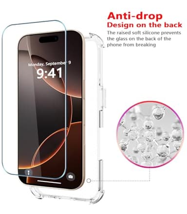 Diverbox for iPhone 16 Pro Max Case [Shockproof] [Dropproof] [Tempered Glass Screen Protector + Camera Protectors] Heavy Duty Protection Phone Case Cover for Apple iPhone 16 Pro Max (Glitter Clear) - Image 6