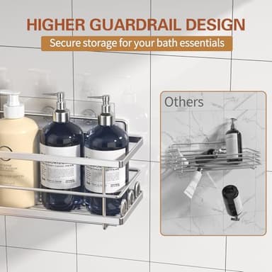 Youvip Shower Caddy, 3 Pack Large Capacity Bathroom Organizers and Storage, No Drilling Adhesive Rustproof Shelves with Soap Holder, Home Decor, Silver - Image 2