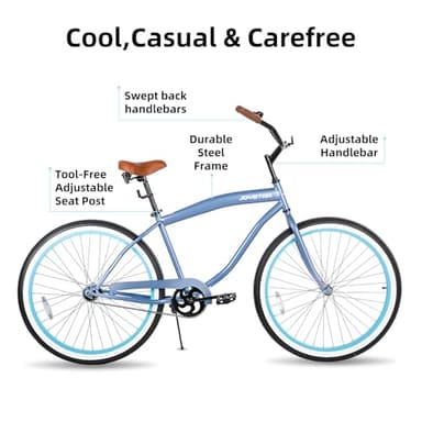 JOYSTAR 26 Inch Beach Cruiser Bike for Ages 9-13 Years Old Girls and Boys 26 Inch Beach Cruiser with Single Speed Step-Over Frame Blue - Image 2