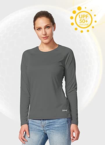 baleaf Women's Rash Guard Long Sleeve UPF 50+ Sun Shirts Lightweight Quick Dry Fishing Tops UV Protection Rashguard Swimsuit Swimwear Charcoal Gray Size XS - Image 3