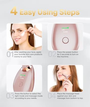 ELISHINE Light Based Face-Neck-Massager - 7 Color Portable Facial Massager for Skin Care, Rose Gold - Image 7
