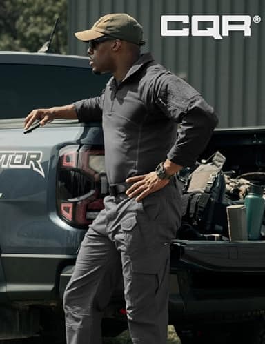 CQR Men's Flex Ripstop Tactical Pants, Water Resistant Stretch Cargo Pants, Lightweight EDC Hiking Work Pants, Dura Flex Mag Pocket Charcoal, 36W x 30L - Image 4