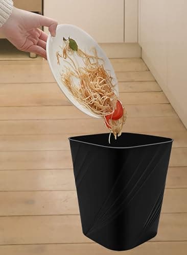 DAJITRE Small Plastic Trash Can Wastebasket Recycling Bin for Bathroom, Dorm, Bedroom，Home Office, Garbage Can for Bedroom, Kids Room (1, Black) - Image 2