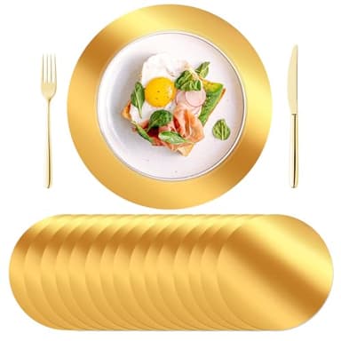 KesaPlan 100PCS Round Gold Placemats, 13" Disposable Paper Placemats for Dining Table, Mirrored Gold Charger Place Mat for Kitchen Banquet Table Setting Wedding Birthday Dinner Party Decor - Image 1