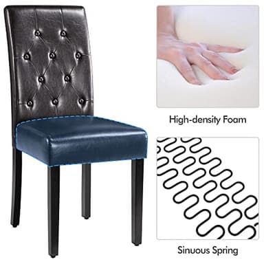 Yaheetech Dining Chairs Set of 6 Modern Style Faux Leather Dining Room Chairs with Solid Wood Legs and Button Tufted Padded for Home Kitchen, Brown - Image 6
