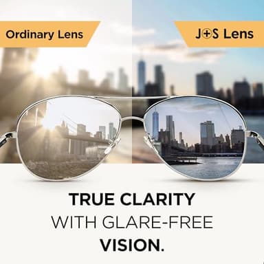 J+S Premium Military Style Classic Aviator Sunglasses, Polarized, 100% UV protection for Men Women (Large Frame - Black Frame/Black Lens) - Image 4