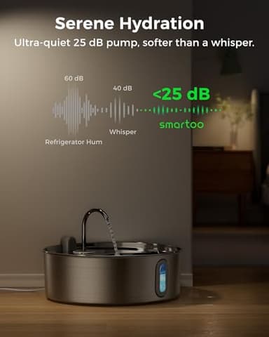 Smartoo Dog Water Fountain for Large Dogs 7L/236oz Stainless Steel Dog Water Bowl Dispenser Automatic Pet Water Fountain with Deeper Drinking Area, Multi-Filtration Pet Fountain with Ultra-Quiet Pump - Image 6