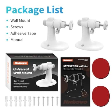 2Pack Wall Mount Bracket for Ring Stick Up Cam & Ring Outdoor Cam Plus, Adjustable Durable Mount Stand Also fit for eufy Arlo Simpllisafe Cam, Drill or No Drill Two Ways Installation Strong Adhesive - Image 8