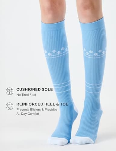 FITRELL 3 Pairs Compression Socks for Women and Men 20-30mmHg - Support for Travel, Running, Nurse, Knee High, Neopolitan S/M - Image 5