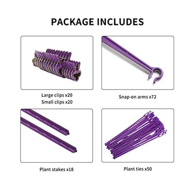 NO Splicing - 5ft Tall Tomato Cage 6-Pack Large Tomato Stakes Garden Plant Stakes Climbing Suports, 40 Clips and Plant Ties Include, Purple - Image 7