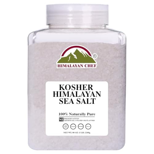 Himalayan Chef Kosher Sea Salt – Full Flavor, No Additives, unrefined and Less Sodium - Natural and Organic - 5 Pound Plastic Jar, Kosher & Non GMO Certified - Image 1