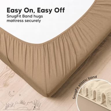 KeaBabies 2-Pack Fitted Crib Sheets for Boys, Girls, Baby - Soft Bamboo Viscose Cotton, 52x28 Standard Crib Mattress Sheets, Toddler Bed Mattress Cover, Gender Neutral, Breathable, Durable (Pecan) - Image 4