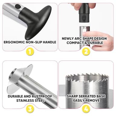 Pineapple Corer, [Upgraded, Reinforced, Thicker Blade] Newness Premium Pineapple Corer Remover (Black) - Image 6
