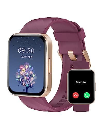 RUIMEN Smart Watches for Women Men (Answer/Make Calls) Compatible with iPhone/Android Phones, 1.85" HD Screen Fitness Tracker Heart Rate Monitor 100+ Sports Tracker Watch Waterproof (Purple) - Image 1