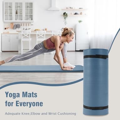 Yoga Mat 1-Inch Extra Thick High-Density Exercise Mat with Non-Slip Surface & Carry Strap for Men & Women Tear-Resistant Pilates Workout Mat for Home Gym, Floor Fitness, Navy Blue - Image 5