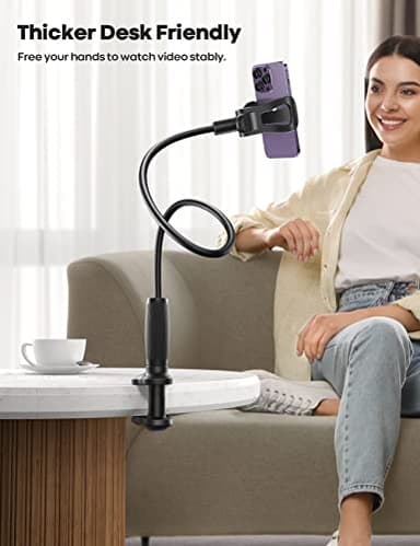 Lamicall Gooseneck Phone Holder for Bed - [Upgraded Stable Clip] for Desk, Headboard, Bed, Bedside, Table, Flexible Gooseneck Long Arm Stand, Overhead Cell Phone Clamp Mount, for All 4-7” Devices - Image 2