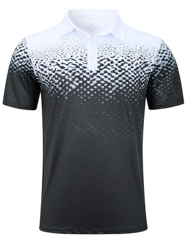 uideazone Mens Golf Shirts Short Sleeve Slim Fit Polo Shirts Moisture Wicking Fitness Black White Golf Polos - Image 1