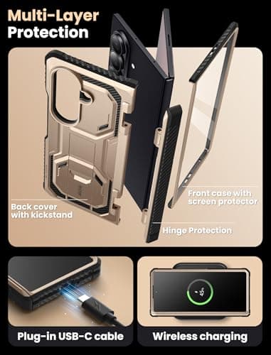 i-Blason Armorbox for Samsung Galaxy Z Fold 7 Case with Stand [Tempered Glass Screen Protector] [Hinge Protection] Full-Body Heavy Duty Rugged Shockproof Protective Case for Z Fold 7 (Desert) - Image 8