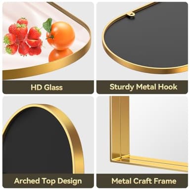 Brightify Arched Mirror, Arched Wall Mirror, 32 x 40 Inch Gold Arch Mirror, Metal Frame Gold Bathroom Mirror, Arched Top Bathroom Vanity Mirror for Living Room Bedroom Mantel Entryway Hallways - Image 6