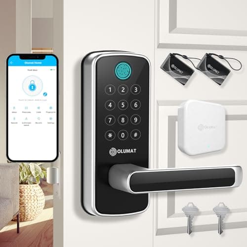 OLUMAT Smart Door Lock with WiFi Gateway, Keyless Entry Door Lock with Handle - Smart Locks for Front Door with Keypad - Fingerprint Locks with App Control - Auto Lock - Image 1
