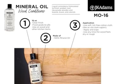 J.K. Adams Mineral Oil Wood Conditioner - Food Grade Mineral Oil for Wood Cutting Boards - Use to Maintain Butcher Blocks and Bamboo Cutting Boards - Food Safe Butcher Block Oil - 16oz - Image 2