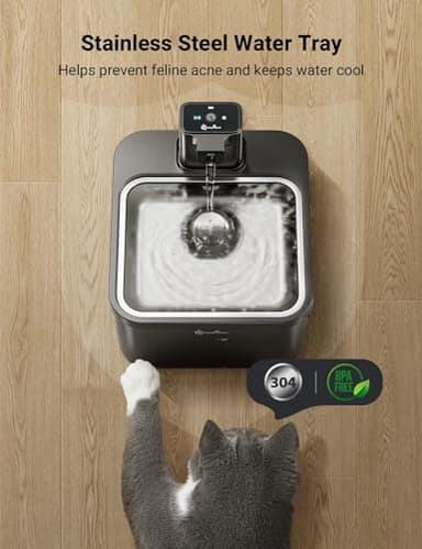 DownyPaws Cat Water Fountain Stainless Steel Cordless, 84oz/2.5L Fursink Wireless Pet Water Fountains for Cats Indoor, Battery Operated Cat Drinking Fountain, Ultra Quiet Pump, BPA-Free, Black - Image 5