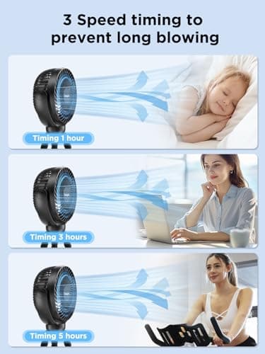 Tasigok Portable Stroller Fan, 4000mAh Battery Operated Mini Personal Baby Fan with Night Light, 26H 3 Speeds Rechargeable, 360° Rotate Handheld Desk Cooling for Car Seat Crib Treadmill Travel - Image 4