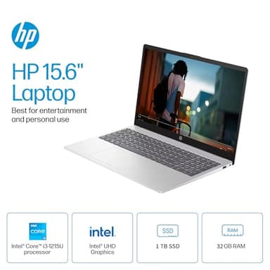 HP 15.6" Touchscreen Business Laptop Computer - with MS Office Pro Lifetime License, Intel 6-core i3-1215U, 32 GB RAM, 1 TB SSD, UHD Graphics, Long Battery Life, Wi-Fi 6E, Windows 11 Pro, Copilot - Image 2