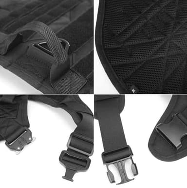 ADA Tactical Soft Dog Vest Harness and Training Dog Collar with Bungee Dog Leash Set No Pull Military Dog Harness with 3 Detachable Pouches for Outdoor Training Service. (Black, Medium) - Image 3