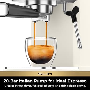 CHULUX Slim Espresso Machine with Milk Frother Steam Wand, 20 Bar Professional Italian Pump Espresso Coffee Machine for Home Cappuccino & Latte Maker, Creamy - Image 4