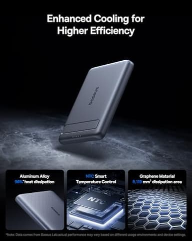 Baseus Picogo Power Bank, Smallest 5000mAh Magnetic Portable Charger with Stand, Qi2 Certified 15W Ultra-Mini MagSafe Battery Pack, Alloy Wireless Travel Fast Charger for iPhone 17/16 Series(Grey) - Image 6