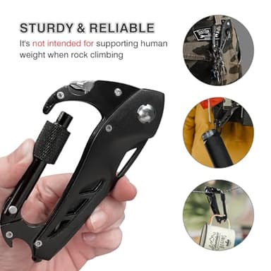 FUNBRO Multitool Carabiner with Pocket Knife, Stocking Stuffers Gifts for Men, EDC Carabiners with Folding Knives, Bottle Opener, Window Breaker and Screwdriver, Survival Gear for Camping Hiking - Image 5