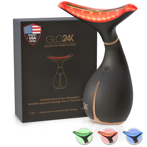 GLO24K Red Light for Face & Neck Beauty Device - 3 in 1 Facial Massager Tool and Neck Care Device for Turkey Neck, Anti Wrinkle, Face and Neck Massager for Women - Image 1