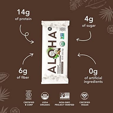 ALOHA Organic Plant Based Protein Bars - Chocolate Coconut Almond, Vegan, Low Sugar, Gluten-Free, Low Carb, Non-GMO, No Stevia, No Erythritol - 12 Count (Pack of 1) - Image 7