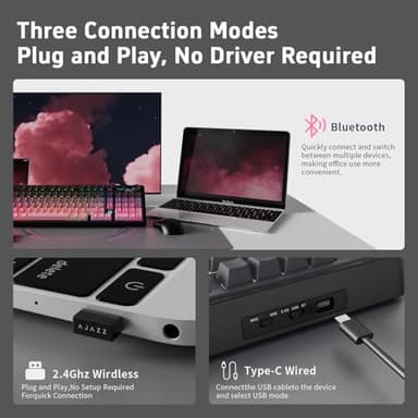 NACODEX Ajazz AK980 Pink Gaming Machanical Keyboard Gift Switch Full Size RGB Gasket Mount 8000mAh Triple Modes Custom Keyboard with Five Layer Pad | Knob Control - Image 3