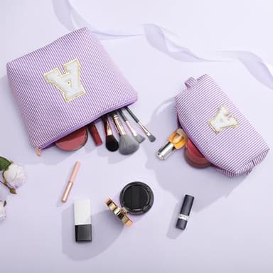YOOLIFE Birthday Gifts for Kids - Personalized Monogram Makeup Bag Cosmetic Bag Travel Toiletry Bag | Makeup Bag for Girls Teen Girl Friend Sister Wife Girlfriend Daughter Gifts Purple A - Image 7