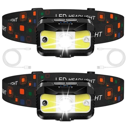 MIOISY Headlamp Rechargeable, Ultra Bright LED Head Lamp Flashlight with White Red Light, 2 Pack Motion Sensor Waterproof Headlight, 8 Modes Lights for Camping Fishing Running - Image 1