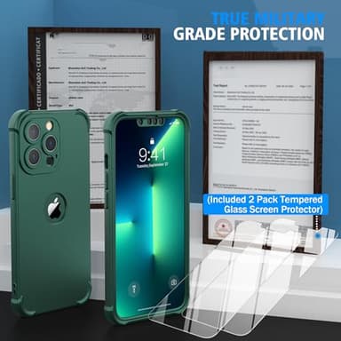 ORETECH for iPhone 13 Pro Max Case, with [2 x Screen Protectors] [15 Ft Military Grade Drop Test] [Camera Protection] 360° Shockproof Slim Thin Phone Case for iPhone 13 Pro Max Cover 6.7" - Green - Image 5