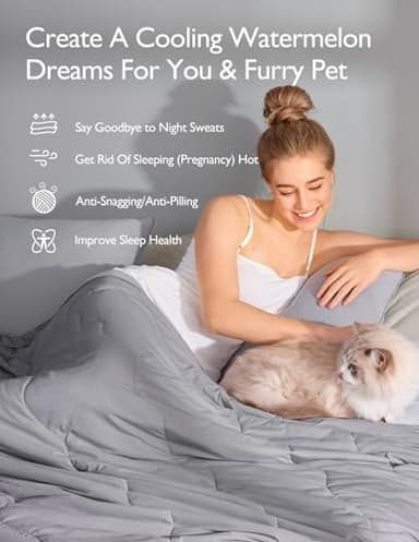 Momcozy Life CoolMurm Cooling Comforter for Hot Sleepers, Twin/Twin XL 68" x90” Soft Breathable Pregnancy Cooling Blanket, 3-Second Cooling, 8 Hours+ Stay Cool All Night, Deep Light Grey - Image 5