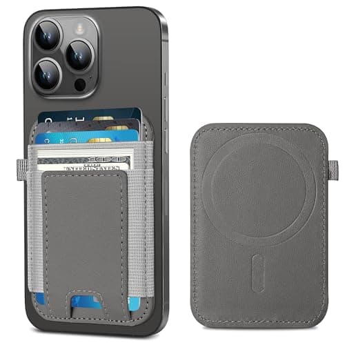 ExtreLife For Magsafe Wallet, Strongest Magnetic Wallet for iPhone 17/16/15/14/13/12 Series, Magnetic Card Holder with 2 Card Slots, RFID Blocking, Vegan Leather, Hold 7 Cards, Gray - Image 1