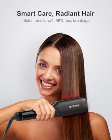 ANNLARY Hair Straightener, 1.75 Inch Flat Iron with Infrared and Ionic Technology, Titanium Plate with Ceramic Coating Dual Voltage Straightener with Heat-Resistant Silicone for All Hair Types - Image 5