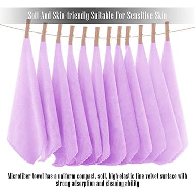 TENSTARS 12 Pack Premium Washcloths Set - Quick Drying- Soft Microfiber Coral Velvet Highly Absorbent Wash Clothes - Multipurpose Use as Bath, Spa, Facial, Fingertip Towel (Purple) - Image 4