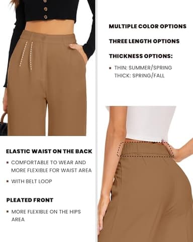 FUNYYZO Women's Wide Leg Pants High Elastic Waisted in The Back Business Work Trousers Long Straight Suit Pants - Image 3