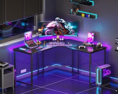 Casaottima L Shaped Gaming Desk, Corner Desk Gaming Table for Home Office, Computer Desk Sturdy Writing Workstation for Small Space, Easy to Assemble, 51 inch, Carbon Fiber Surface, Black - Image 2