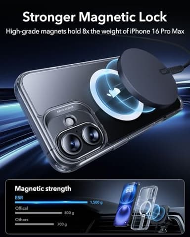 ESR for iPhone 16 Case with Stand, Compatible with MagSafe, Magnetic Kickstand Case for iPhone 16, Military-Grade Protection Shockproof Case, Boost Series, Clear - Image 4