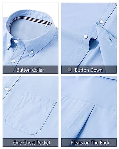 J.VER Men's Classic Oxford Button Down Shirts Solid Casual Fitted Shirt Cotton Long Sleeve Shirt with Pocket Sky Blue 3X-Large - Image 4