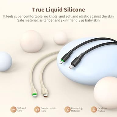 mcdodo USB C to Lightning Cable 4ft iPhone PD 36W Fast Charging Cord Soft Flow Material iPhone Charger for iPhone14 /13/13 Pro/ 12 Pro Max/ 12/11 /X/XS/XR/ 8 Plus/AirPods Pro(Off-White) - Image 4