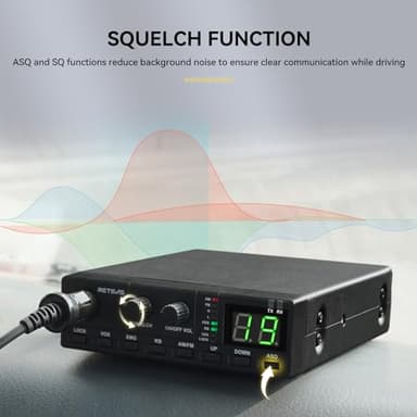 Retevis MB2 AM/FM Professional CB Radio, 40 Channels Mini Radio, Easy to Operate, Squelch Knob ASQ, VOX, Auto-Scan, CB Mobile Radio for Truckers, Black - Image 4
