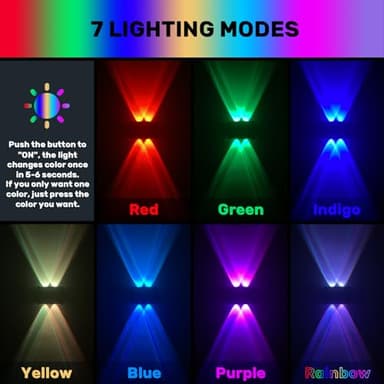 WONYO 4LED Multi-Color Solar Wall Lights, Up and Down Lighting Solar Outdoor Light Waterproof IP65, Solar Fence Light for Yard Garden Garage Walkway Porch Christmas Decorations (4 Pack) - Image 2